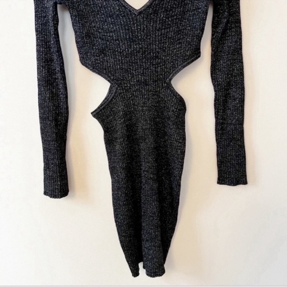 OPEN EDIT Sparkle Cutout Sweater Mini Dress Black/Silver Size Medium NEW - Picture 10 of 10